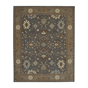 Dk.Gray 8 ft. x 10 ft. Hand Crafted Wool Traditional Oushak Area Rug