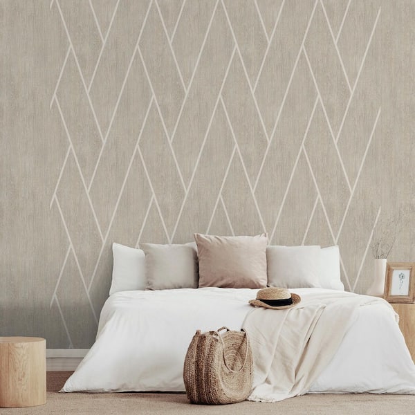 Wood Texture Chevron Beige Wallpaper