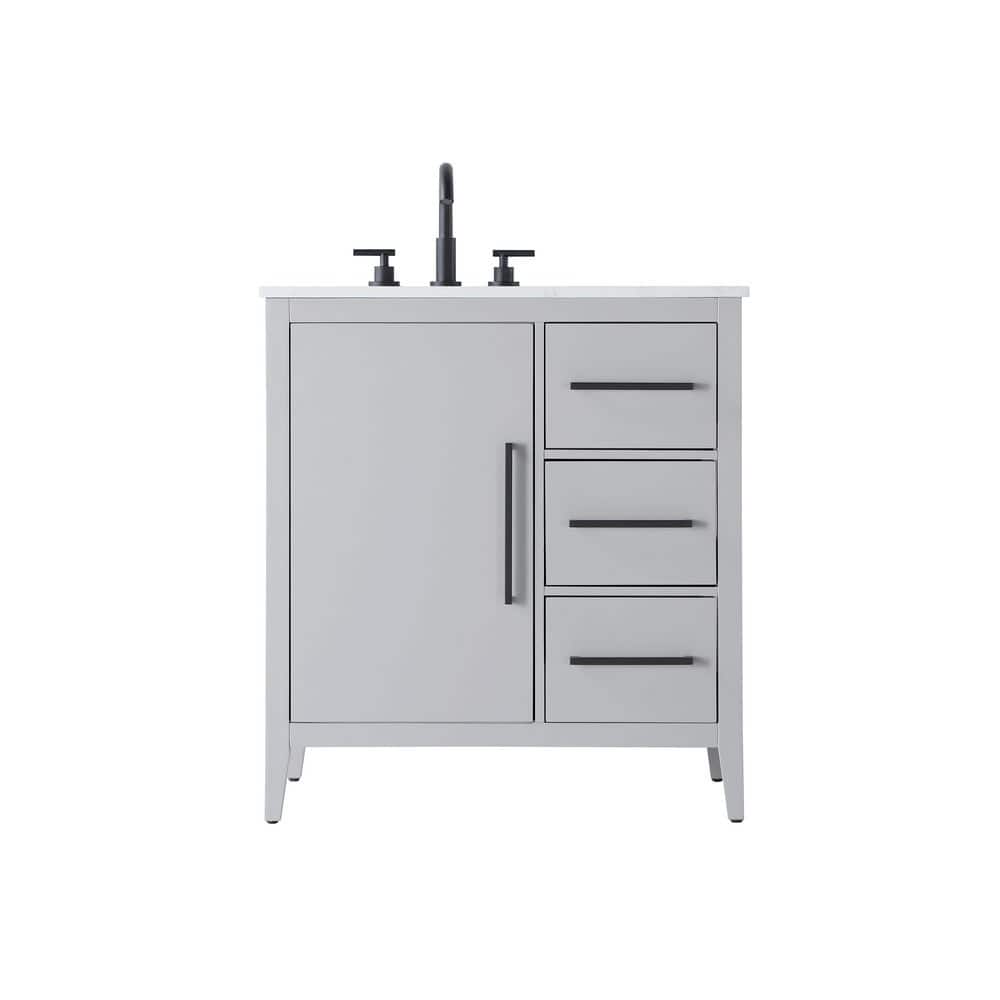 32 in. Single Sink Grey Bath Vanity with White Engineered Marble Top price history on PriceWatchPro