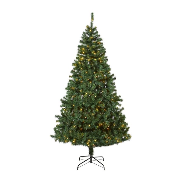 Nearly Natural 7.5 ft. Pre-Lit Northern Tip Pine Artificial Christmas Tree with 400 Clear LED Lights