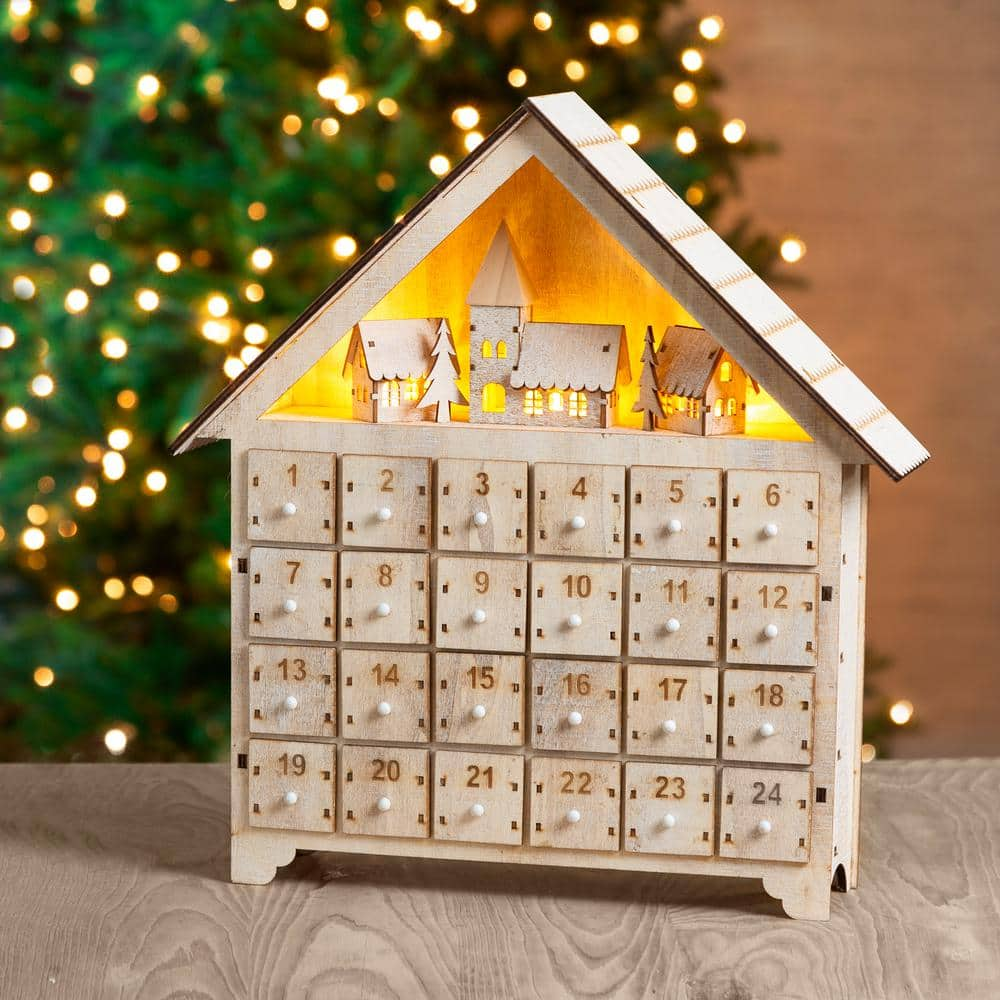 Glitzhome 15.25 in. H Wooden LED Countdown Farmhouse GH1121004414 - The ...