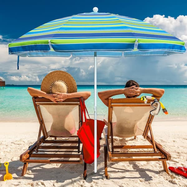 Beach Umbrella Outdoor 1.8m Sun Shade w/ Carry Bag Tilt Pool Navy Protection