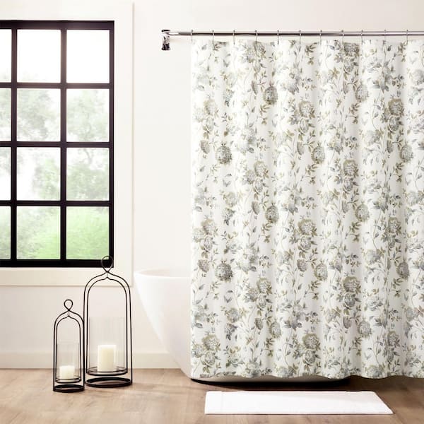 Ellis Curtain Abigail 72 in. Porcelain Floral Shower Curtain
