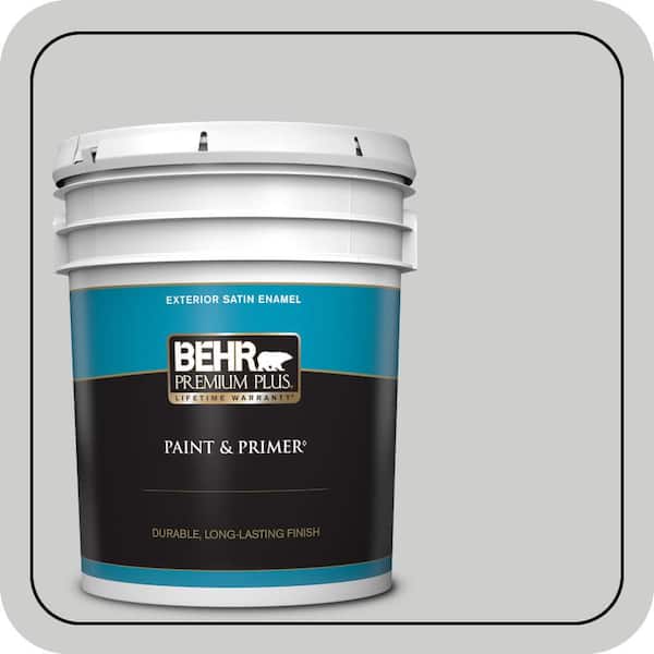 BEHR PREMIUM PLUS 5 gal. #PPL-64 Pewter Vase Satin Enamel Exterior Paint & Primer