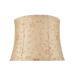 16 in. x 12 in. Gold and Floral Design Bell Lamp Shade