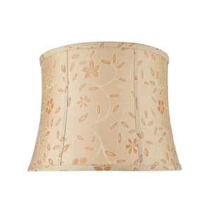 16 in. x 12 in. Gold and Floral Design Bell Lamp Shade