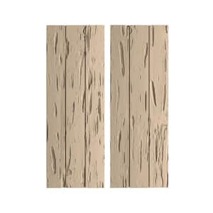 16.5 in. x 88 in. Timberthane Polyurethane 3-Board Joined Board-n-Batten Pecky Cypress Faux Wood Shutters,No Batten Pair