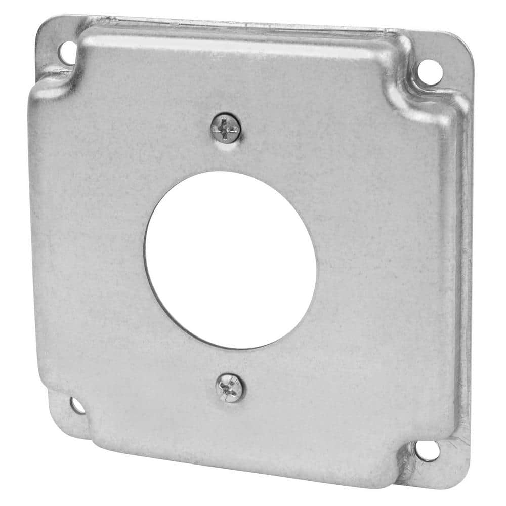 Steel City 2-Gang 4 in. Square Metal Electrical Box Cover for Single Twist Lock Receptacle (Case of 10)