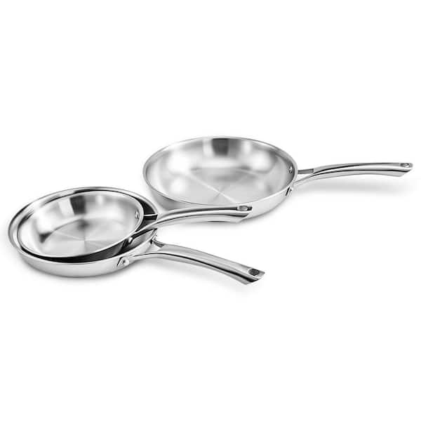 3-Piece Tri-Ply Skillets Set Stainless Steel Chef's Pan Cookware Set