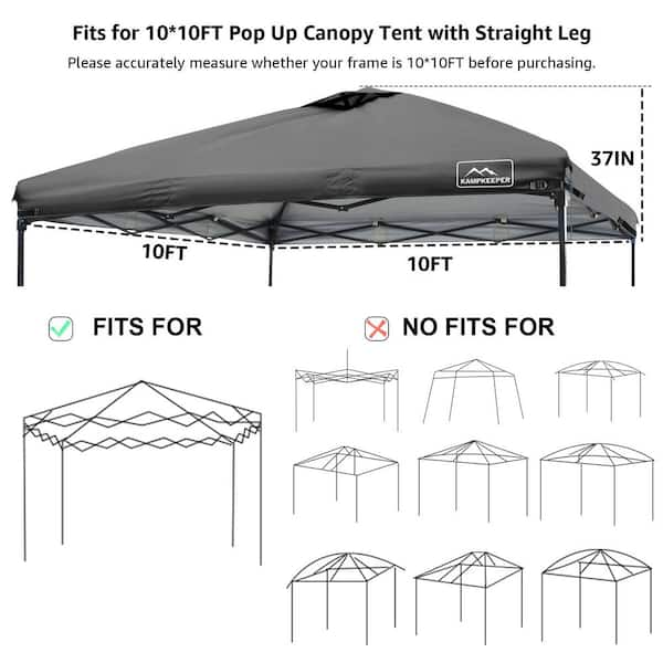 10 x 10 Pop Up Canopy Tent Top Replacement Cover Roof with Air Vent Polyester UV 30 Waterproof Top Only Black KK 1010TOP BK The Home Depot