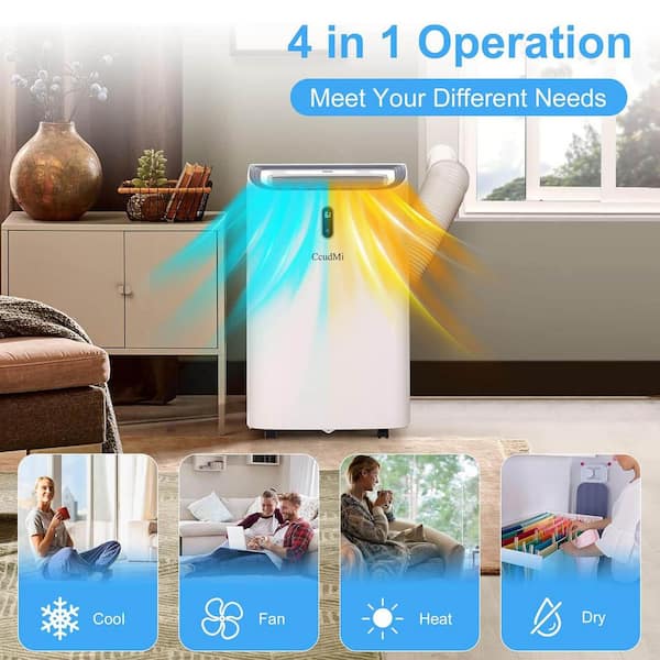 14,000 BTU Portable Air Conditioner Cools 750 Sq. Ft. with Heater