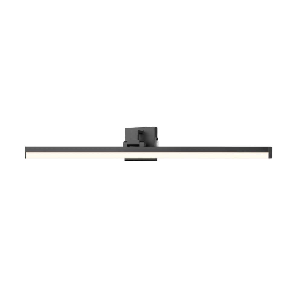 Liam 40 in. 2-Light Matte Black Integrated LED Vanity Light with Frosted Pl