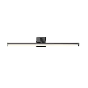 Liam 40 in. 2-Light Matte Black Integrated LED Vanity Light with Frosted Plastic Shade