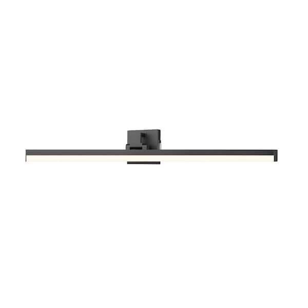 Unbranded Liam 40 in. 2-Light Matte Black Integrated LED Vanity Light with Frosted Plastic Shade