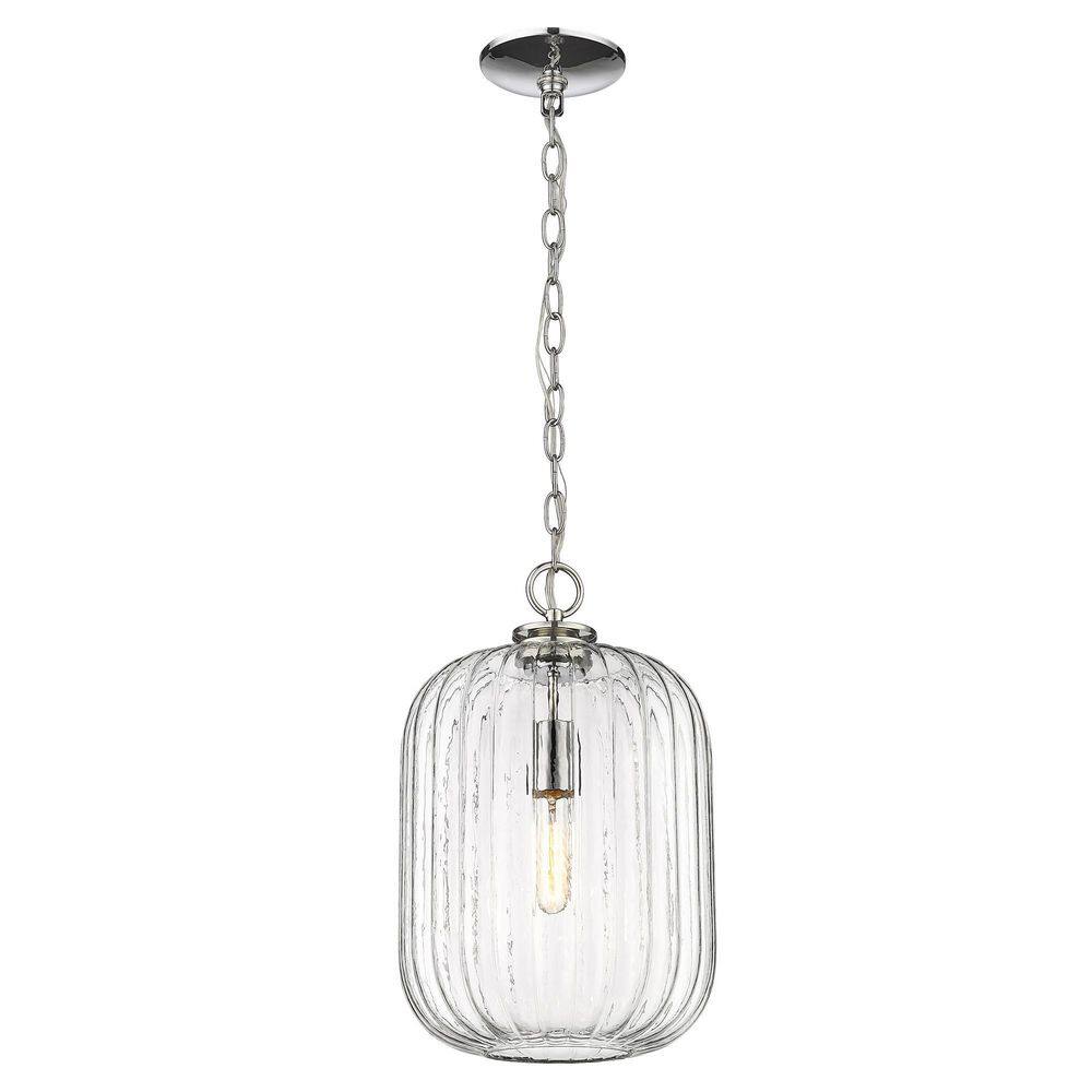Polished Nickel and Clear Glass Globe Pendant Light