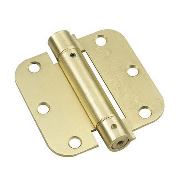 3-1/2 in. x 3-1/2 in. Brass Self Closing Full Mortise Spring Hinge
