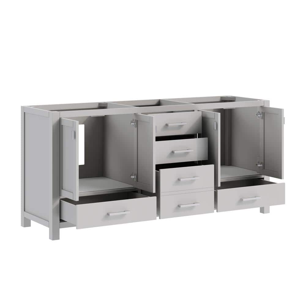 Modero 72'' Chilled Gray Solid Wood Double Vanity Base