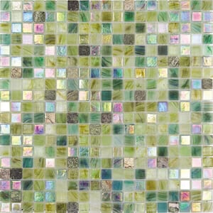 Mingles 11.6 in. x 11.6 in. Glossy Emerald Green Glass Mosaic Wall and Floor Tile (18.69 sq. ft./case) (20-pack)
