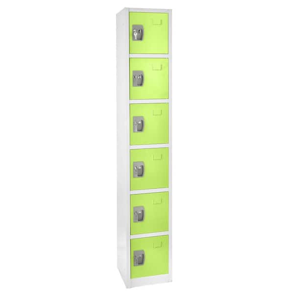 629-Series 72 in. H 6-Tier Steel Key Lock 6-Shelf Storage Locker Free Standing Cabinets in Green (4-Pack)