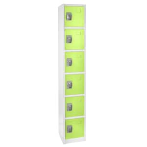 629-Series 72 in. H 6-Tier Steel Key Lock Storage Locker Free Standing Cabinets for Home, School, Gym in Green