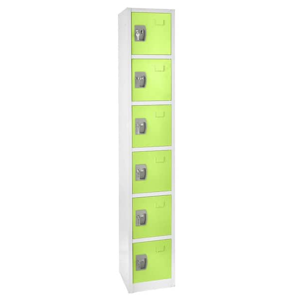 AdirOffice 629-Series 72 in. H 6-Tier Steel Key Lock Storage Locker Free Standing Cabinets for Home, School, Gym in Green