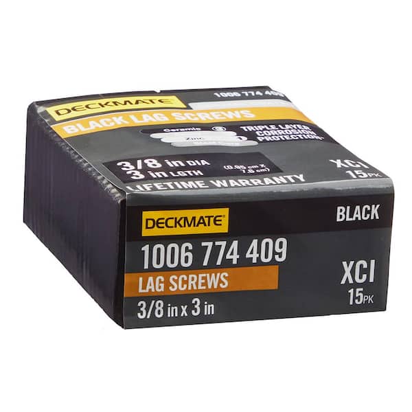 DECKMATE 3/8 in. x 3 in. Black Exterior Hex Head Lag Screw (15-Pack)