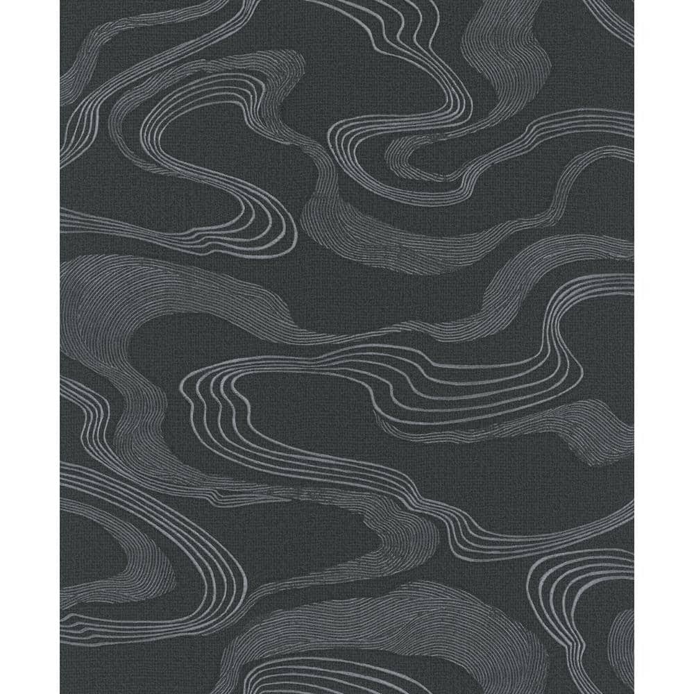 Kumano Collection Black Abstract Flow Design Pearlescent Finish Non-Pasted 