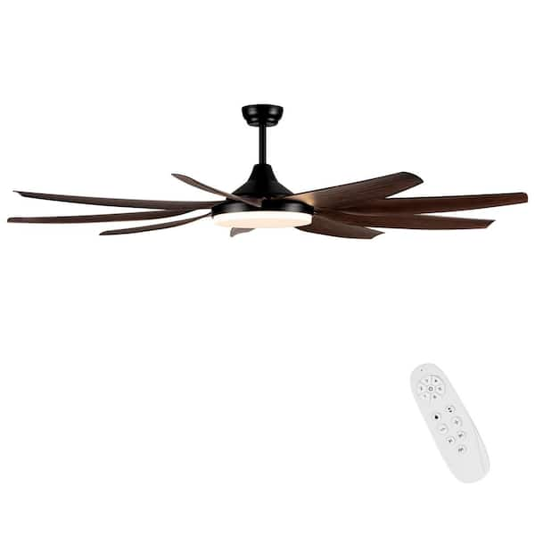 YUHAO Modern Farmhouse 71 in. DC Motor Integrated LED Brown Ceiling Fan