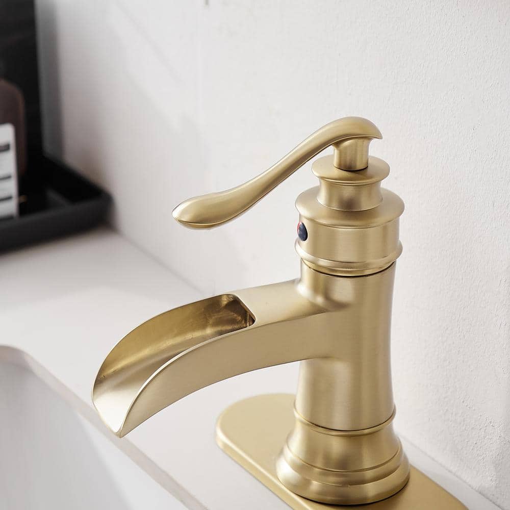 Elegance Brushed Gold Single-Handle Low-Arc Bathroom Faucet