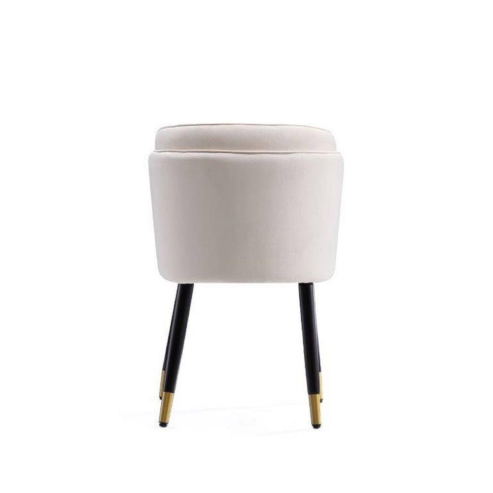Cream Velvet Upholstered Side Chair with Wood Legs