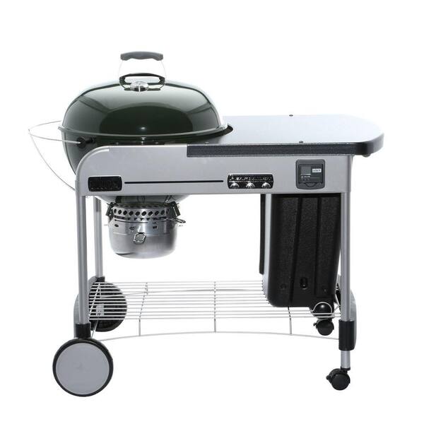 Weber 22 in. Performer Premium Charcoal Grill in Green with Built-In Thermometer and Digital Timer