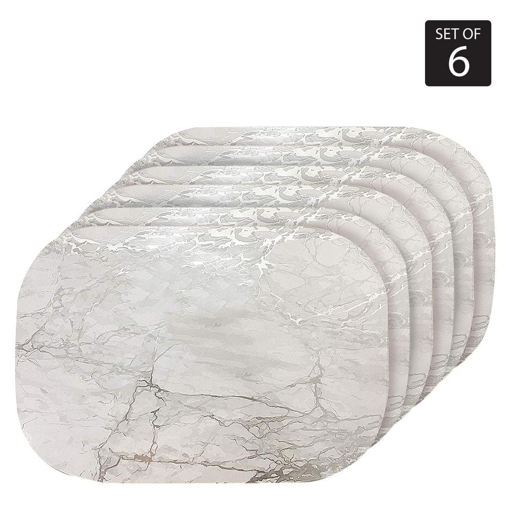 Marble Cork 12 in. x 18 In. Grays and Silver Cork Oval Placemats Set of 