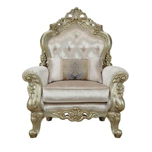 Gorsedd Gray Fabric and Antique White Chair with 1-Pillow