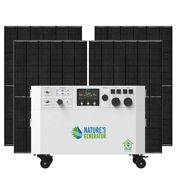 Powerhouse Gold Plus 7,200-Watt Electric Switch Solar Generator with (4) 410W Panels and Wheels