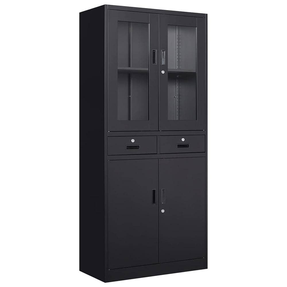 Yizosh Metal Garage Storage Cabinet with 2 Doors and 4 Adjustable Shelves -  71 Steel Lockable File Cabinet,Locking Tool Cabinets for