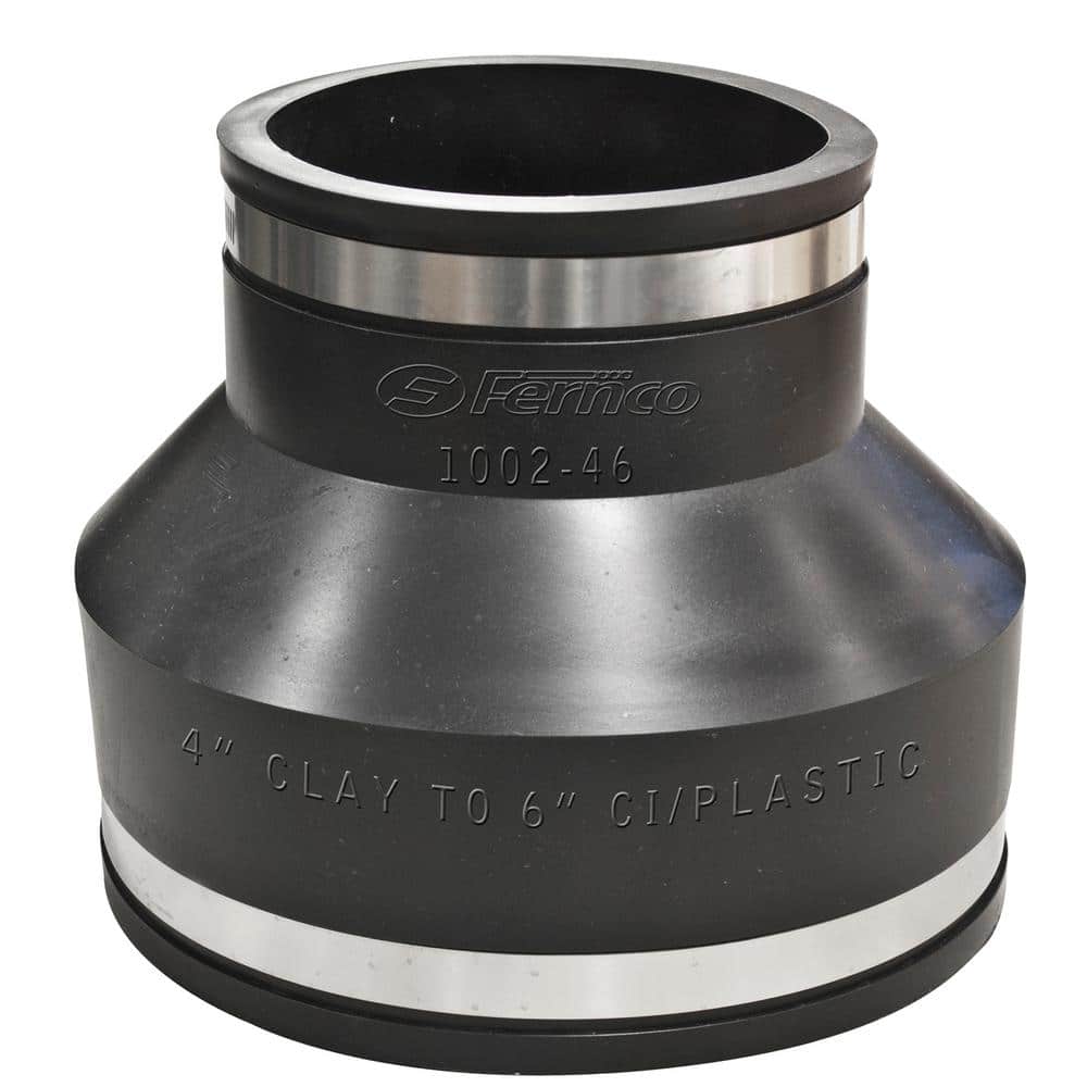 Fernco 4 in. Clay x 6 in. DWV Flexible PVC Coupling P1002-46 - The