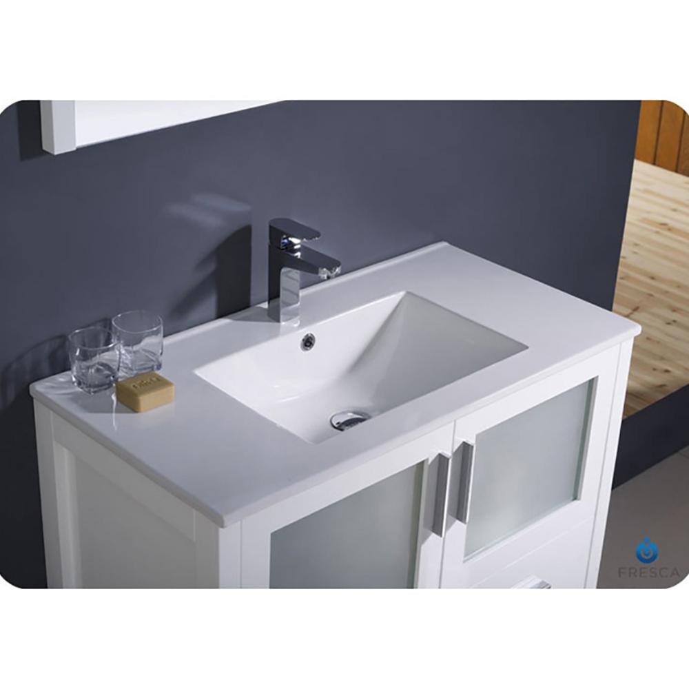 White Engineered Wood Freestanding Modern Bathroom Vanity Base