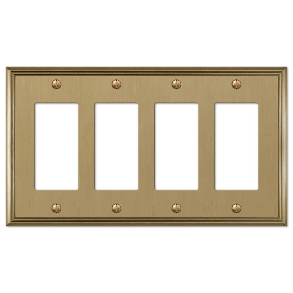 Brushed Bronze Quad Rocker 4-Gang Metal Wall Plate