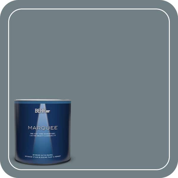 BEHR MARQUEE 1 qt. #BXC-48 Courtyard Blue Satin Enamel Interior Paint & Primer