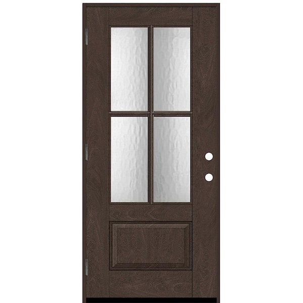 Steves & Sons Regency 36 in. x 80 in. 3/4 Lite 4 SDL Oasis Decorative Glass RHOS Prefinished Hickory Fiberglass Prehung Front Door