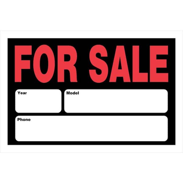 Everbilt 8 in. x 12 in. Plastic Auto For Sale Sign