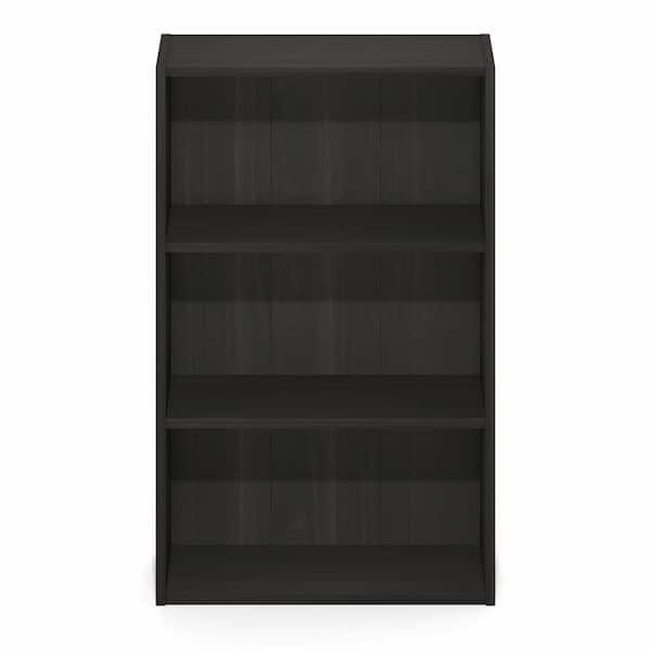 Furinno Basic 26 in. Tall Espresso Wood 3-Shelf Bookcase with Open