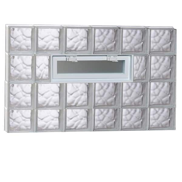 Clearly Secure 46.5 in. x 29 in. x 3.125 in. Frameless Wave Pattern Vented Glass Block Window