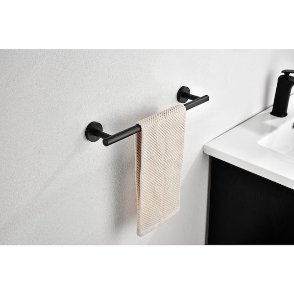 3-Piece Matte Black Modern 12 Inch Hand Towel Bar, Toilet Paper Holder,  Wall Mount Bathroom Hardware Sets