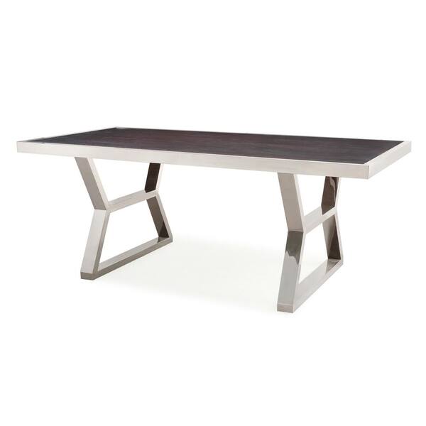 TOV Furniture Tula Wood Silver Metal Dining Table