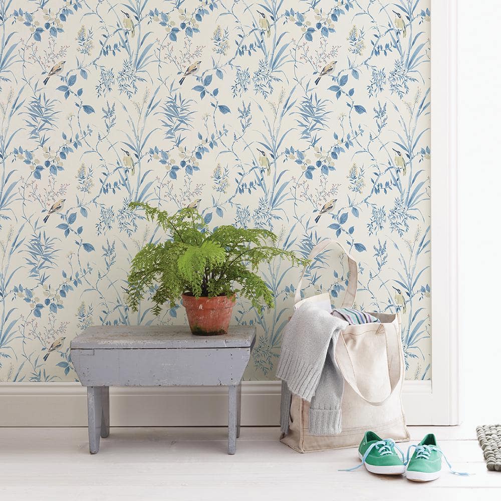 Imperial Garden Blue Botanical Non-Woven Wallpaper Roll