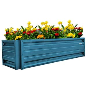 24 inch by 72 inch Rectangle Hawaiian Blue Metal Planter Box