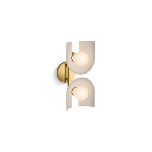 Jabot 2-Light Biscuit Satin with Brushed Moderne Brass Wall Sconce KOHLER Wall Sconces