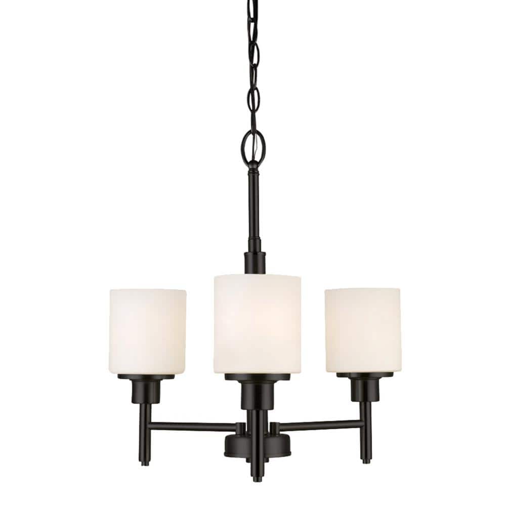 Aubrey Matte Black 3-Light Chandelier with Frosted Glass Shades