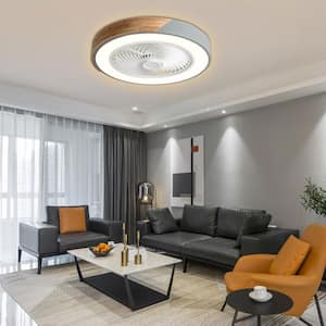 21.6 in. Gray Simple Style Indoor Enclosed Integrated LED Ceiling Fan with Remote Control